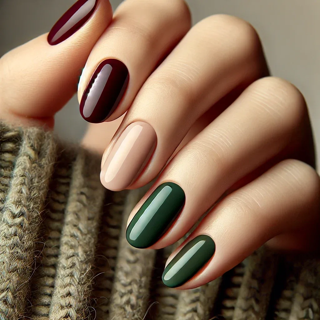 Nageldesign Forest & Bordeaux von Boppart Beauty